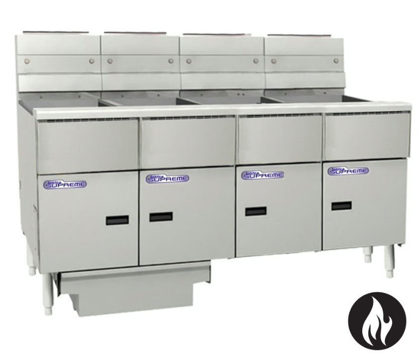 Pitco SSH55-4/FD | Solstice Supreme Fryer | Filter Drawer | Gas Fryer | 4 Bank Fryer