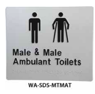 3monkeez WA-SDS-MTMAT Braille Sign Male Toilet and Male Ambulant Toilet (Silver)