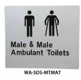 3monkeez WA-SDS-MTMAT Braille Sign Male Toilet and Male Ambulant Toilet (Silver)