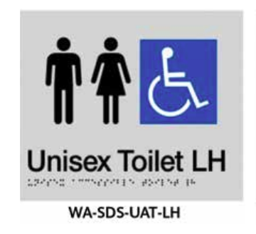 3monkeez WA-SDS-UAT-LH Braille Sign Unisex Accessible Toilet Left Hand Side (Silver)