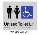 3monkeez WA-SDS-UAT-LH Braille Sign Unisex Accessible Toilet Left Hand Side (Silver)
