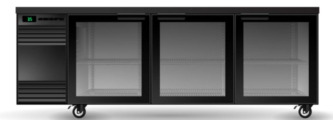 Skope SlimLine 3 Glass Swing Door BackBar Display Fridge 448L