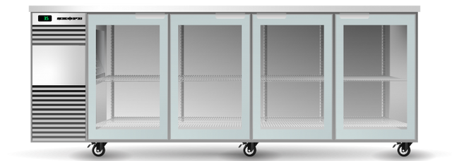 Skope BB.4.GSW.Tr-SS | Remote | Tropical Glass | BackBar | 4 Glass Swing Door | Fridge | Display Fridge | Commercial Under Bench Fridge