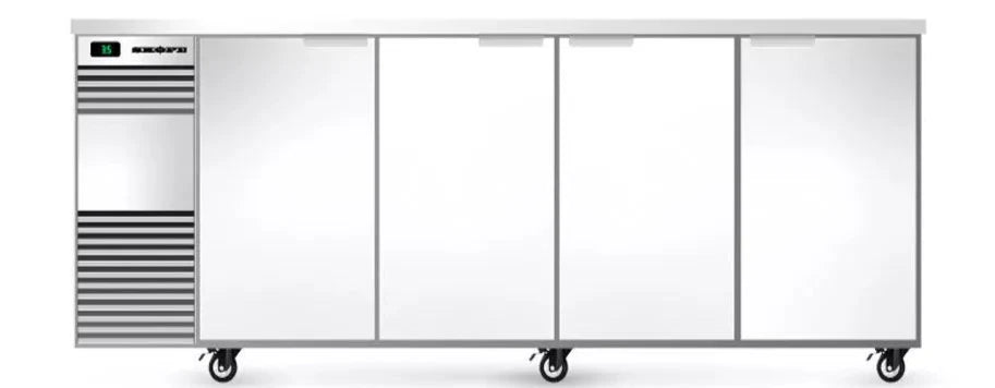 Skope BB.4.SSW-SS | BackBar | 4 Solid Swing Door | Fridge | BackBar Fridge | Commercial Under Bench Fridge