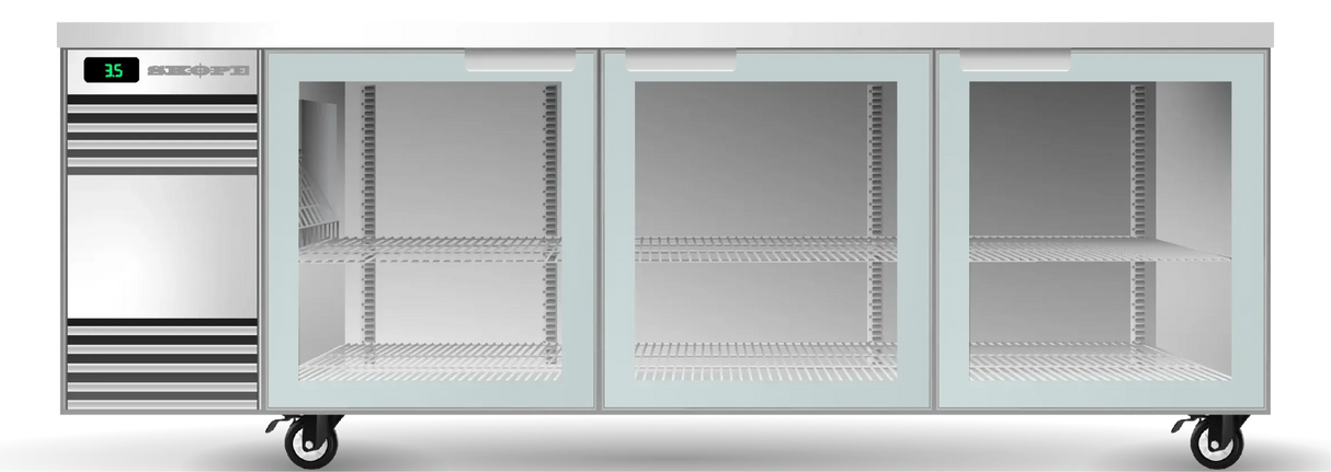 Skope CL.3.GSW.T-SS | Tropical | BackBar | 3 Glass Swing Door | Fridge | Under bench Fridge | Commercial Under Bench Fridge