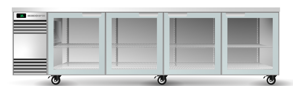 Skope CL.4.GSL.r-SS | Remote | BackBar | 4 Glass | Sliding Door | CounterLine | Fridge | Commercial Fridge