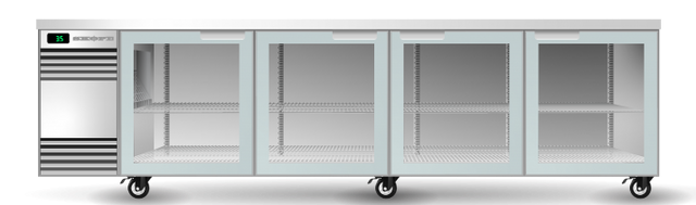 Skope CL.4.GSW-SS | BackBar | 4 Glass Door | Swing Door | CounterLine | UnderBench Fridge | Commercial Display Fridge