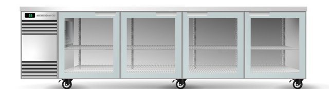 Skope CL.4.GSW.r-SS | Remote BackBar | 4 Glass Door | Swing Door | CounterLine | UnderBench Fridge | Commercial Display Fridge