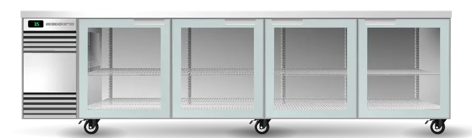 Skope SL.4.GSW-SS | BackBar | 4 Glass Door | Swing Door | SlimLine | Fridge | Display Fridge | Commercial Fridge