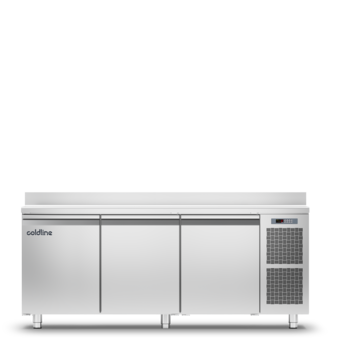 Coldline TA17/1BJ 3 Door Freezer Pastry Counters - Top with Splashback