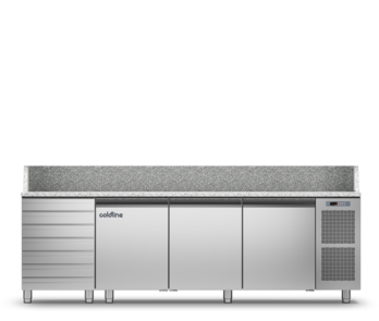 Coldline TZ17/1MC 3 Door with Drawer Pizza Preparation Counters - With Top