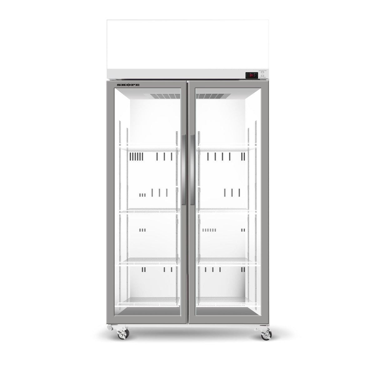 Skope EziCore Top Mount 2 Glass Door Upright Fridge 897L