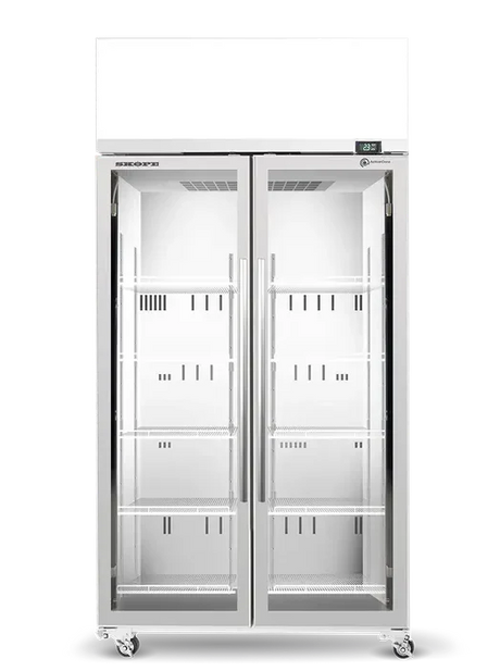 Skope TME1000N-AC | 2 Glass Door Display | Storage Fridge | Upright Fridge | Display Fridge | with Unlit Sign | Commercial Upright Fridge