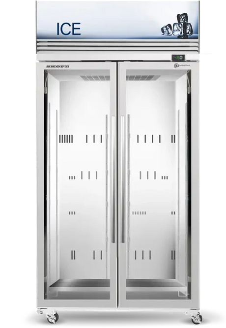 Skope TMF1000N-Ice | 2 Glass Door | Upright Display | Storage Freezer | Commercial Upright Freezer