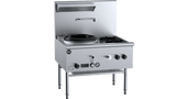 B+S Black Series UFWWD-1SB2 Single Hole Deluxe Waterless Wok Table with Two RHS burners