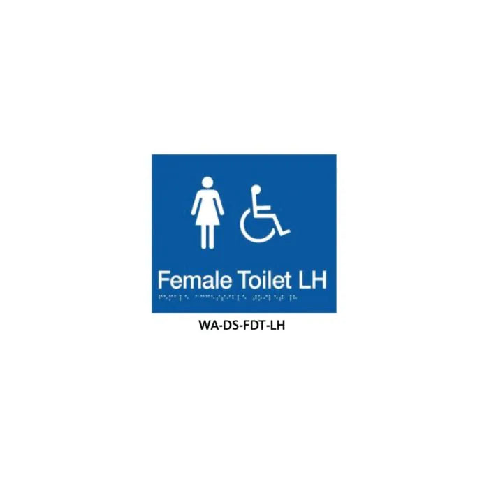 3monkeez WA-DS-FDT-LH Braille Sign Female Accessible Toilet Left Hand (Blue)