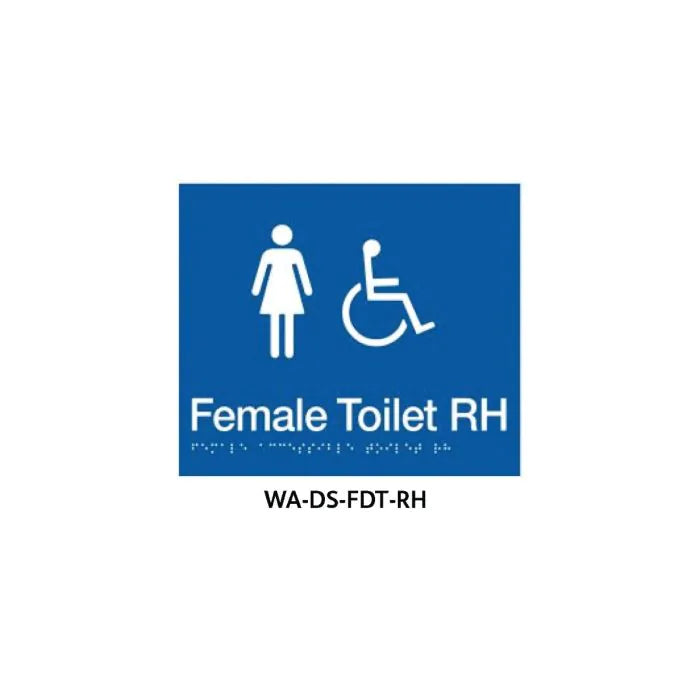 3monkeez WA-DS-FDT-RH Braille Sign Female Accessible Toilet Right Hand (Blue)