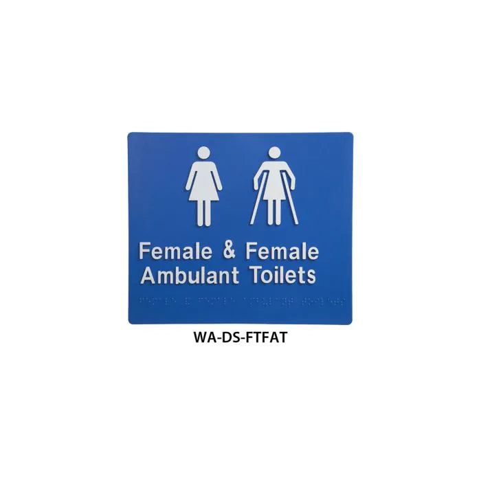 3monkeez WA-DS-FTFAT Braille Sign Female and Female Ambulant Toilet (Blue)