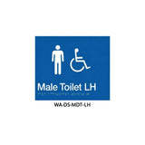 3monkeez WA-DS-MDT-LH Braille Sign Male Disabled Toilet Left Hand Side (Blue)