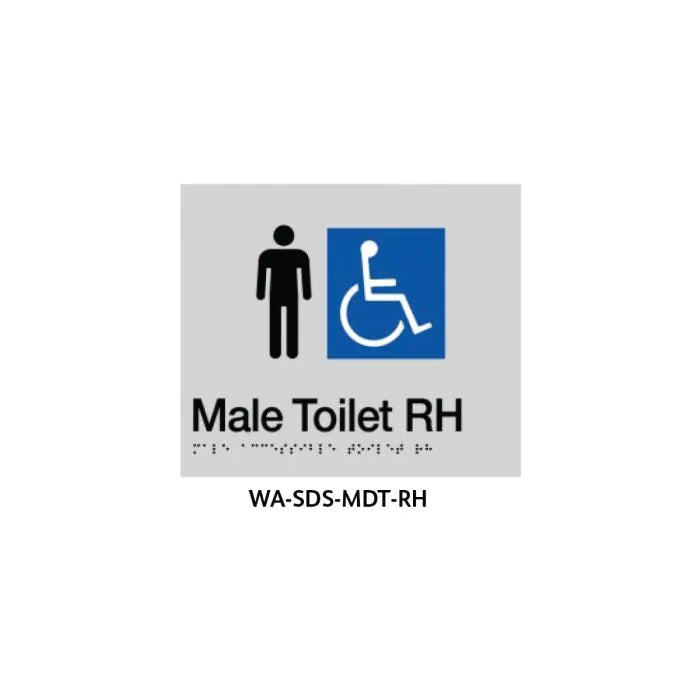 3monkeez WA-SDS-MDT-RH Braille Sign Male Disabled Toilet Right Hand Side (Silver)