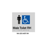 3monkeez WA-SDS-MDT-RH Braille Sign Male Disabled Toilet Right Hand Side (Silver)