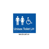 3monkeez WA-DS-UAT-LH Braille Sign Unisex Accessible Toilet Left Hand Side (Blue)