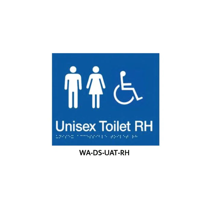 3monkeez WA-DS-UAT-RH Braille Sign Unisex Accessible Toilet Right Hand Side (Blue)