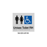 3monkeez WA-SDS-UAT-RH Braille Sign Unisex Accessible Toilet Right Hand Side (Silver)