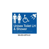 3monkeez WA-DS-UDTS-LH Braille Sign Unisex Disabled Toilet and Parent Room Left Hand Side (Blue)