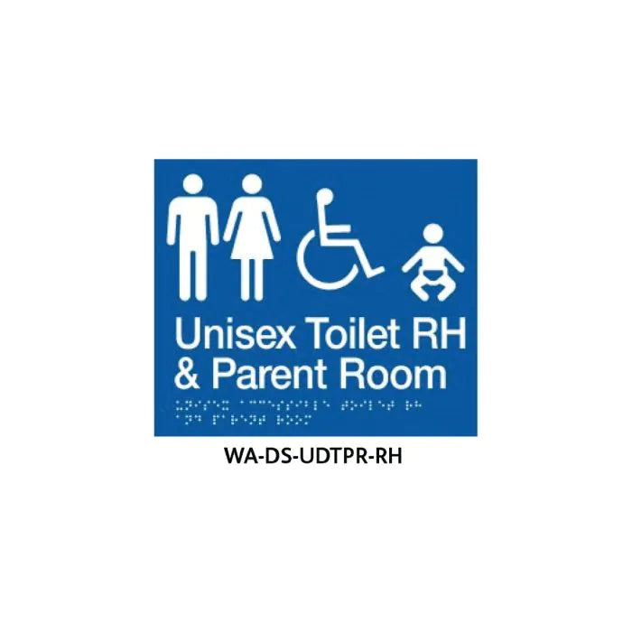 3monkeez WA-DS-UDTPR-RH Braille Sign Unisex Disabled Toilet and Parent Room Right Hand Side (Blue)