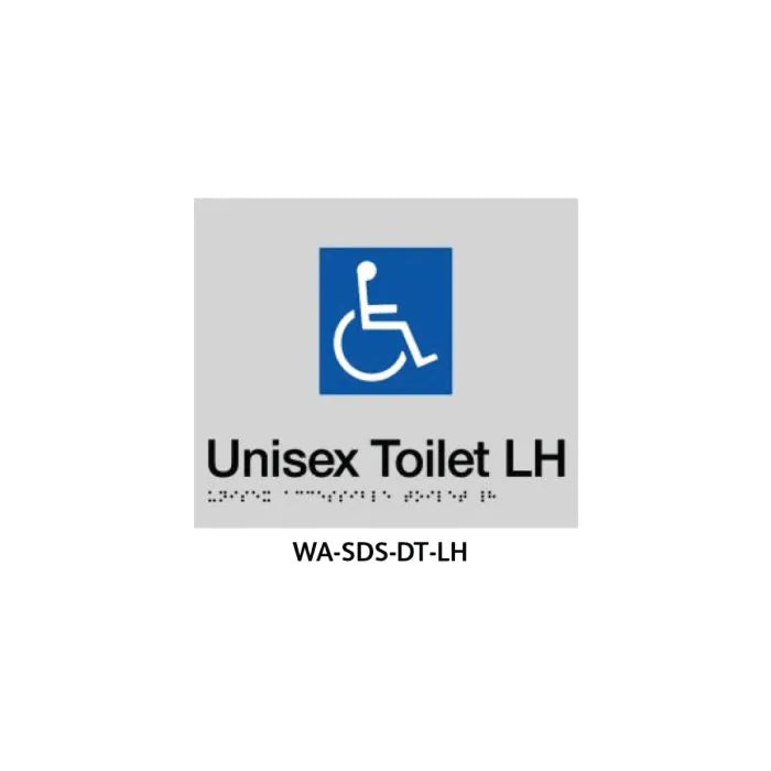 3monkeez WA-SDS-DT-LH Braille Sign Unisex Disabled Toilet Left Hand Side (Silver)