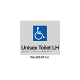 3monkeez WA-SDS-DT-LH Braille Sign Unisex Disabled Toilet Left Hand Side (Silver)