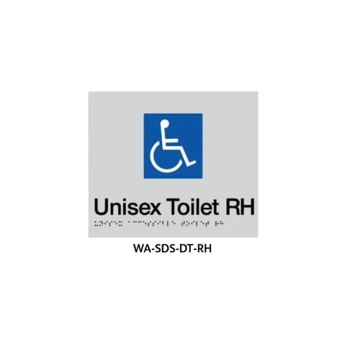 WA-SDS-DT-RH - 3monkeez WA-SDS-DT-RH Braille Sign Unisex Disabled Toilet Ri