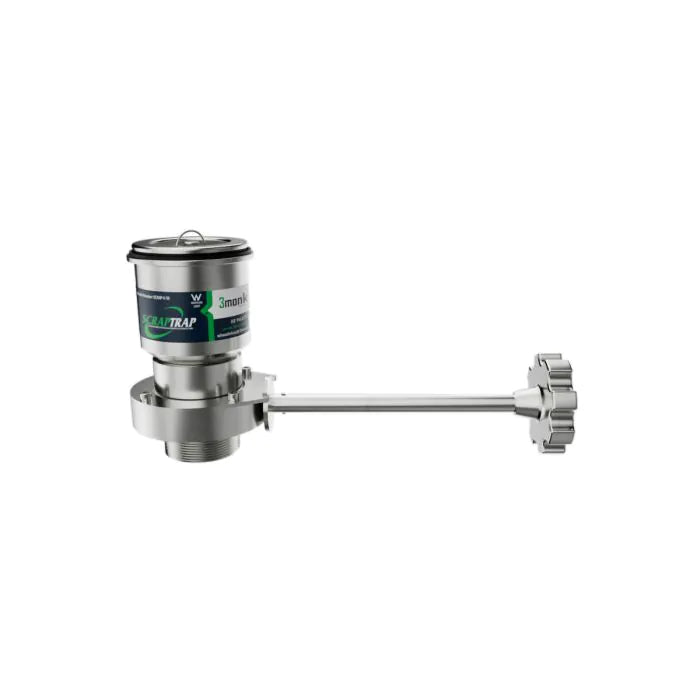 3monkeez SCRAP-C-50-316 Cast Stainless Steel Sink Waste Arrestor with Shut Off Valve (50mm) I 316 Grade Stainless Steel