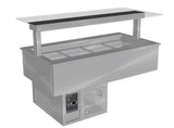 Culinaire CR.CWCF.U.GSF.6 6 Bay Under Bench Self Contained Cold Well Flat Glass Gantry Refrigerated Counter Line