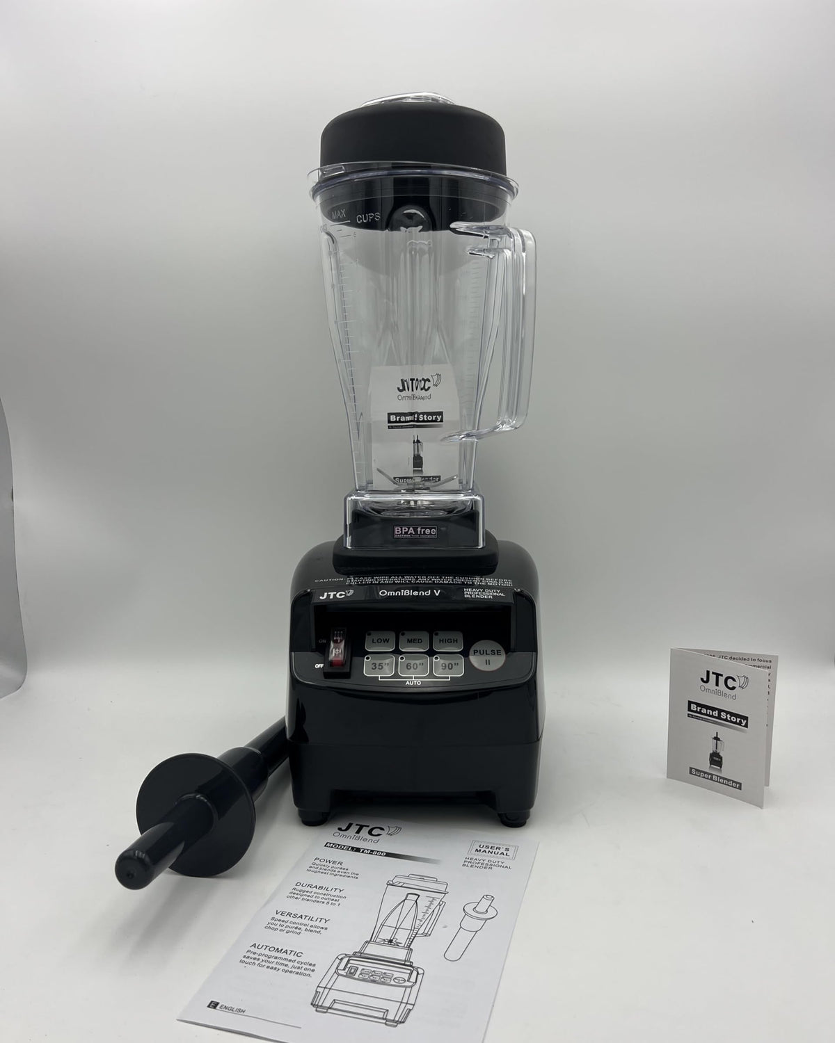 JTC OmniBlend TM 800 2 Litre Jug with Rubber Lid and Tamper Rod 3 HP Heavy Duty Blender