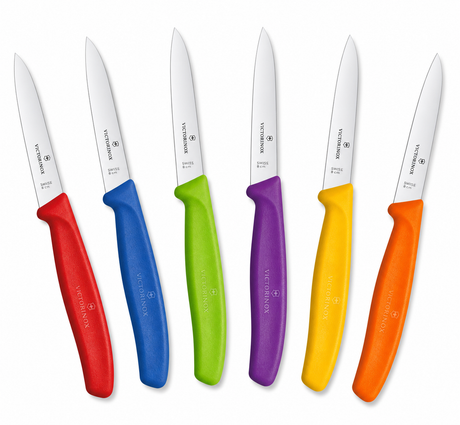 6.7601.C1 - Paring Knife - Straight Edge 8cm - Red, Blue, Green, Purple, Yellow, Orange