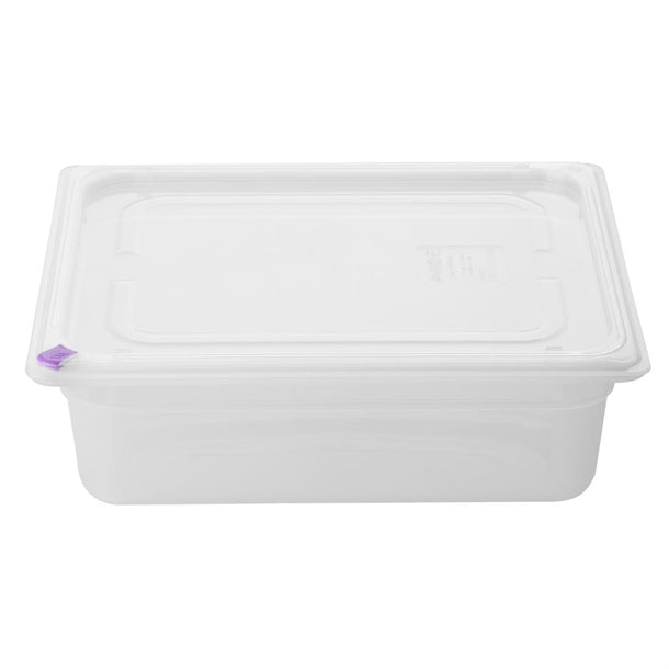 Hygiplas Click PP 1/2 GN Container with Lid & 7 Colour Clips 100mm 5.9Ltr (Pack of 4)