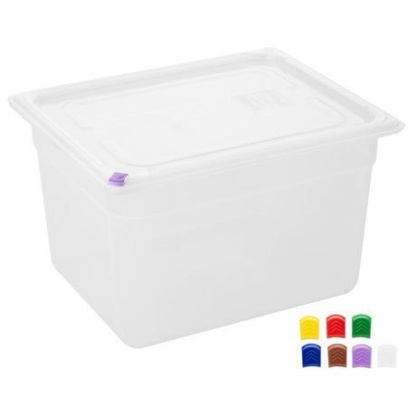FZ091 - Hygiplas Click PP 1/2 GN with Lid & 7 Colour clips - 200mm 11.7Ltr (Pack 4) - image 2