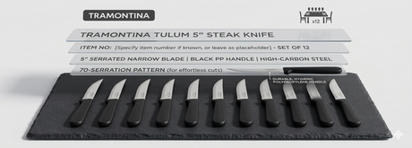 TM23270/465 - Tramontina Tulum 5" Steak Knife 70-Serrated Narrow Black Pp (Sold in sets of 12)