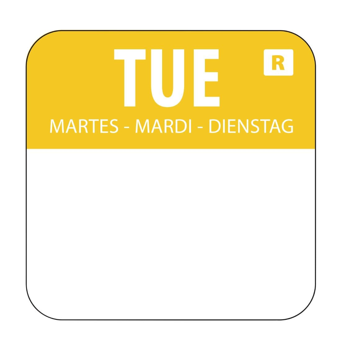 L932 - Hygiplas Day of the Week Removable Label Tuesday 1'' (Roll 1000)