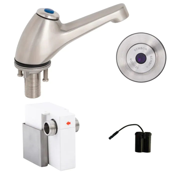 3monkeez T-3MSS-PTSWB Pillar Tap with Wall Mount Sensor I Battery Operated