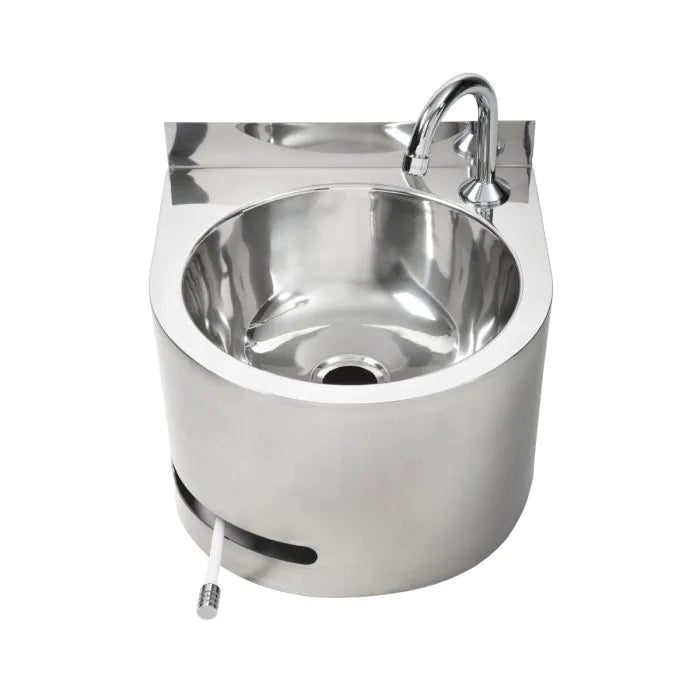 3monkeez AB-KNEEHB-RTMV Round Hands Free Knee Operated Basin - Timed Flow Section View
