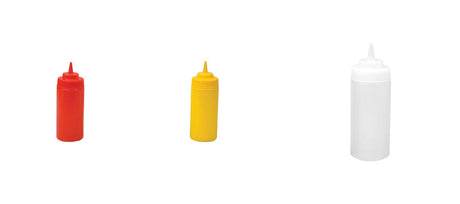 Squeeze Bottle Wide Mouth 480ml - Available in Red, Yellow, and Clear