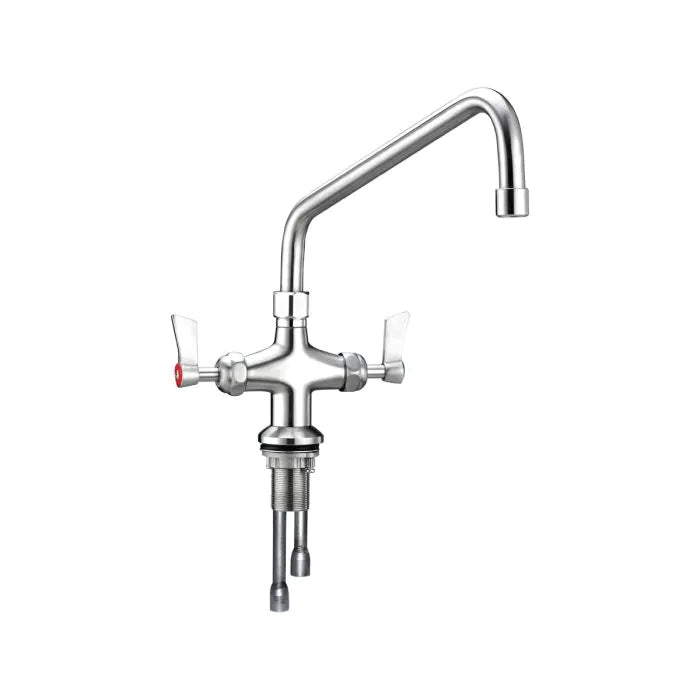 3monkeez T-3MDH12 Stainless Steel Dual Bench Mount Tap Body I 12" Spout